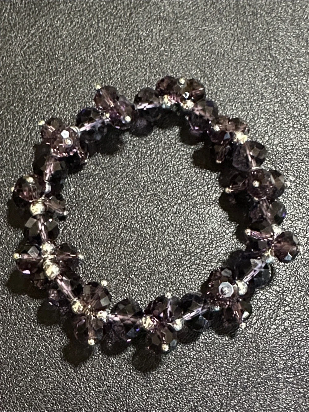 Purple Faceted Crystal Cluster Stretch Vintage Bracelet